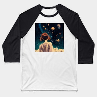 Space Gazing Girl- best selling Baseball T-Shirt